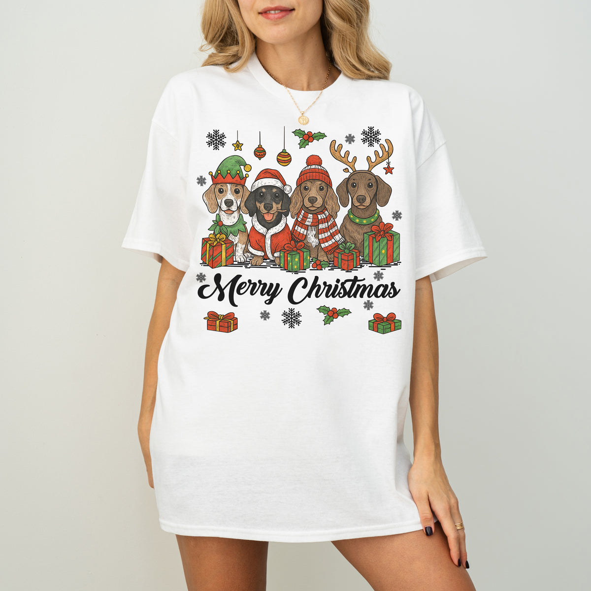 Merry Christmas Dachshund Shirt – Cute Holiday Puppies Gift