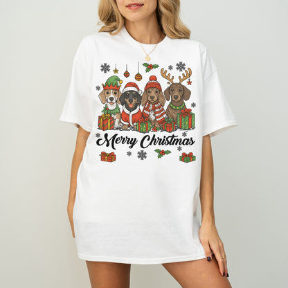 Merry Christmas Dachshund Shirt – Cute Holiday Puppies Gift