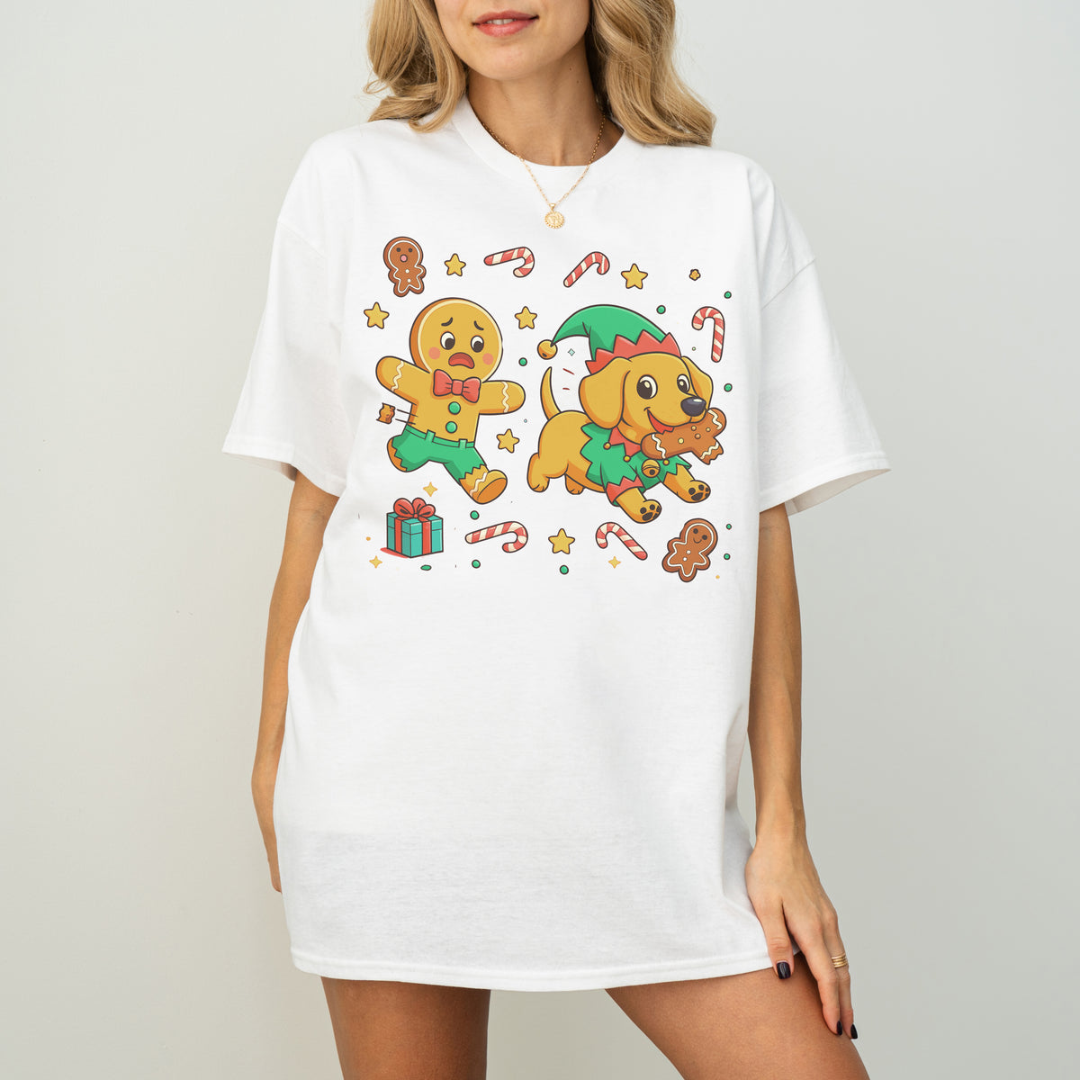Elf Gingerbread Dachshund Christmas Shirt