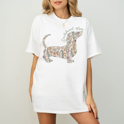 Personalized Dachshund Dog Mama T-Shirt – Custom Floral Dog Mom