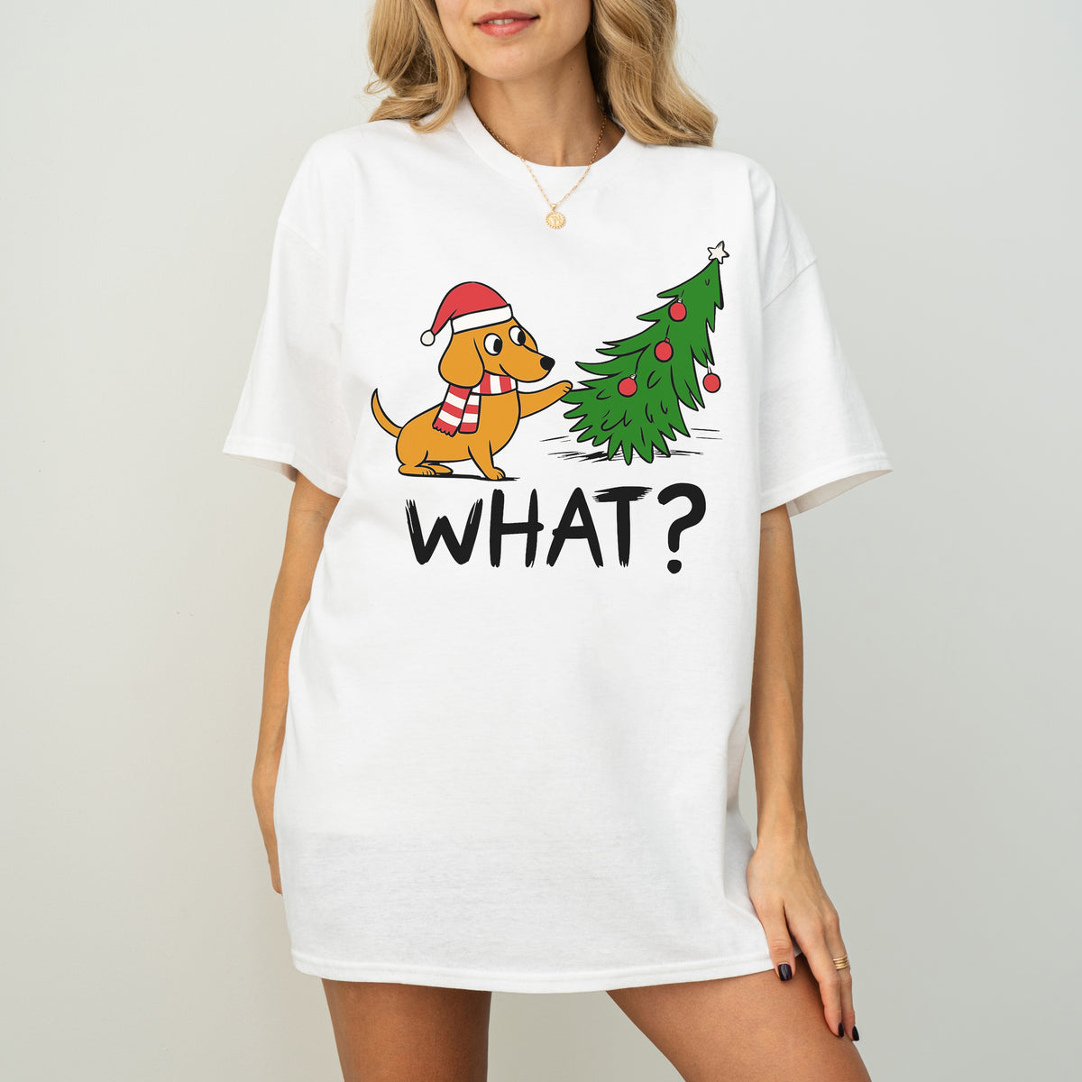 Funny What? Dachshund Christmas Shirt