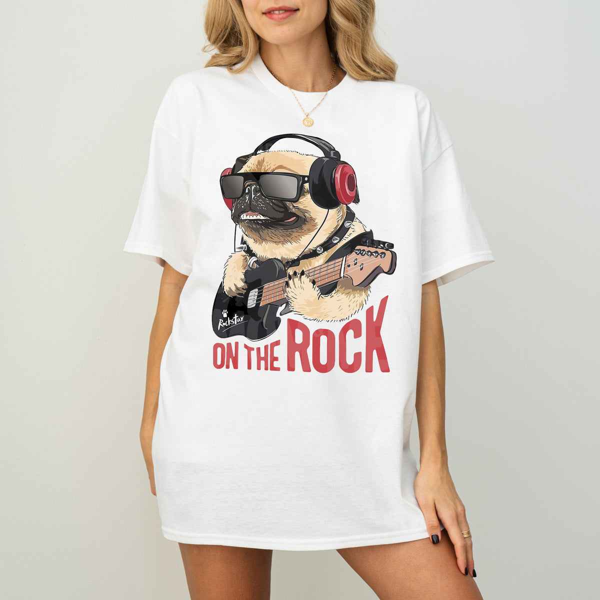 On the Rock Pug Funny Dog T-Shirt