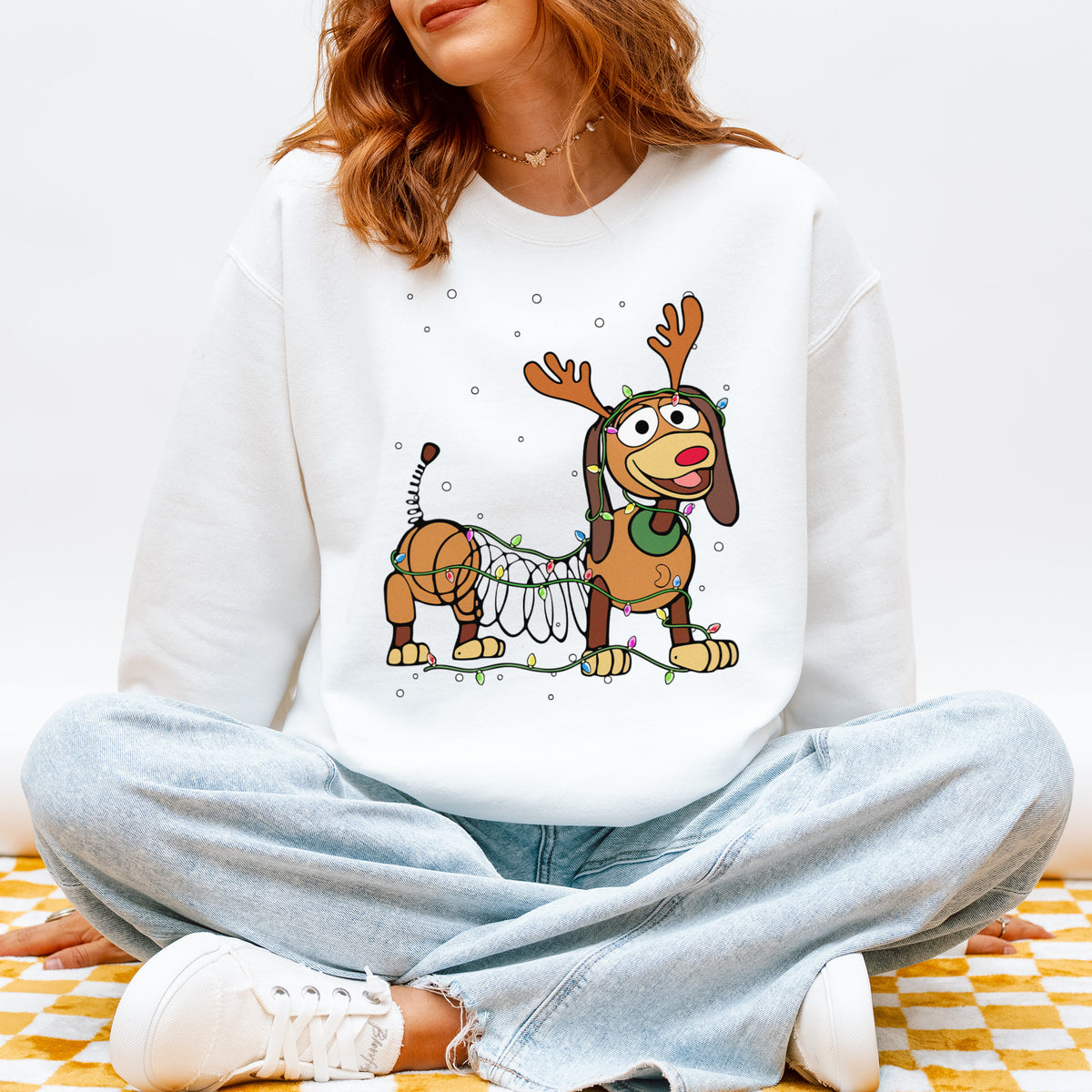 Reindeer Lights Dachshund Christmas Sweatshirt – String Lights Pup