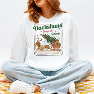 Dachshund Through the Snow Christmas Sweatshirt – Cute Wiener Dog Holiday Pullover for Dog Lovers