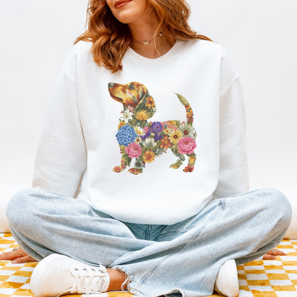 Floral Dachshund Sweatshirt - Cute Dog Mom Gift for Dachshund Lovers