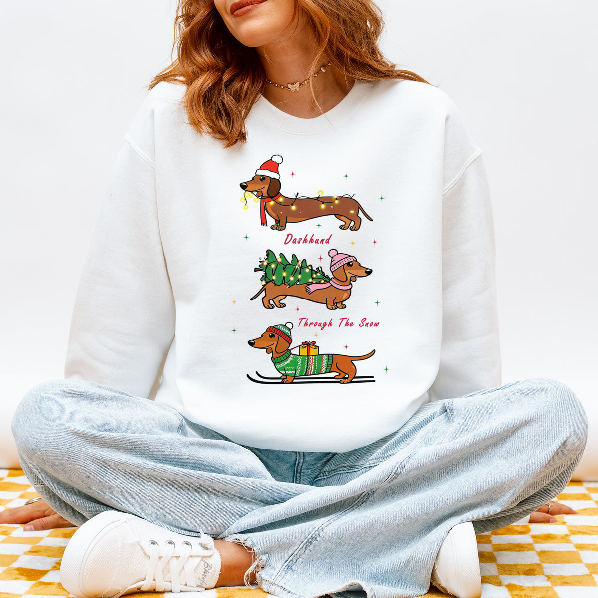 Dachshund Through the Snow Christmas Sweatshirt – Three Dachshunds
