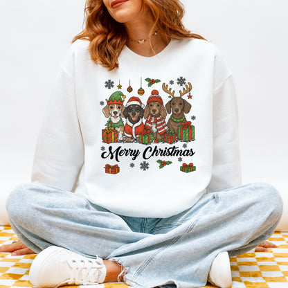 Merry Christmas Dachshund Sweatshirt – Holiday Puppies Gift