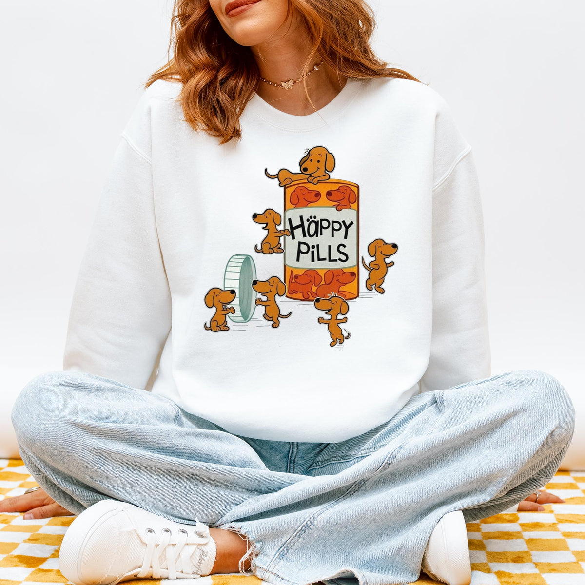 Happy Pills Dachshund Sweatshirt Cute Doxie Gift