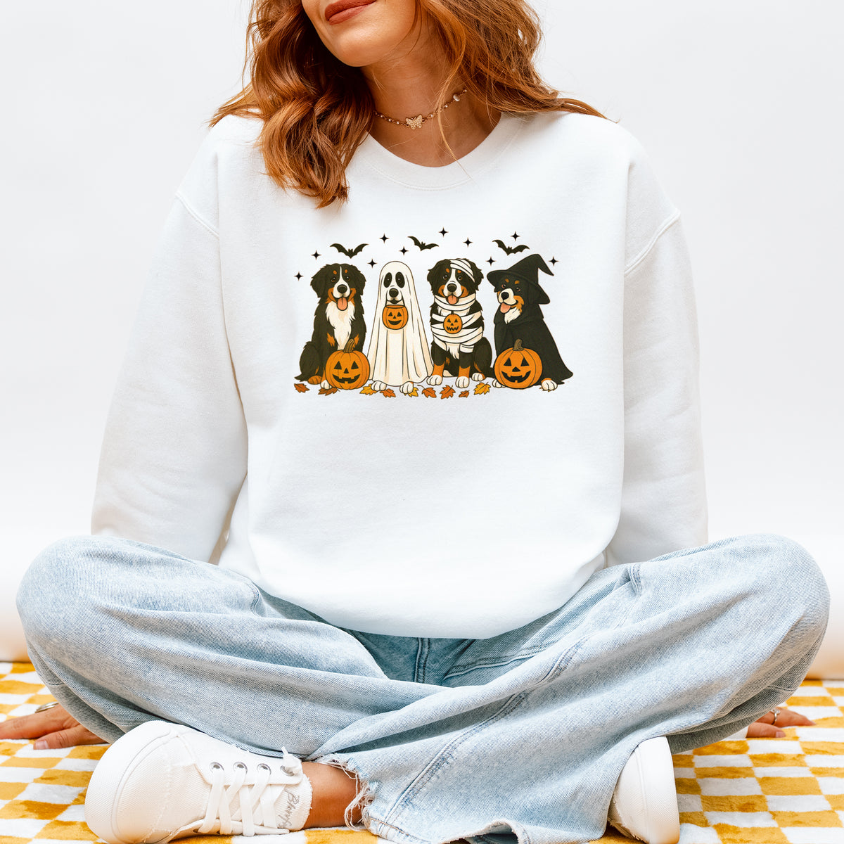 Bernese Mountain Dog Halloween Sweatshirt – Fall Pumpkins Gift
