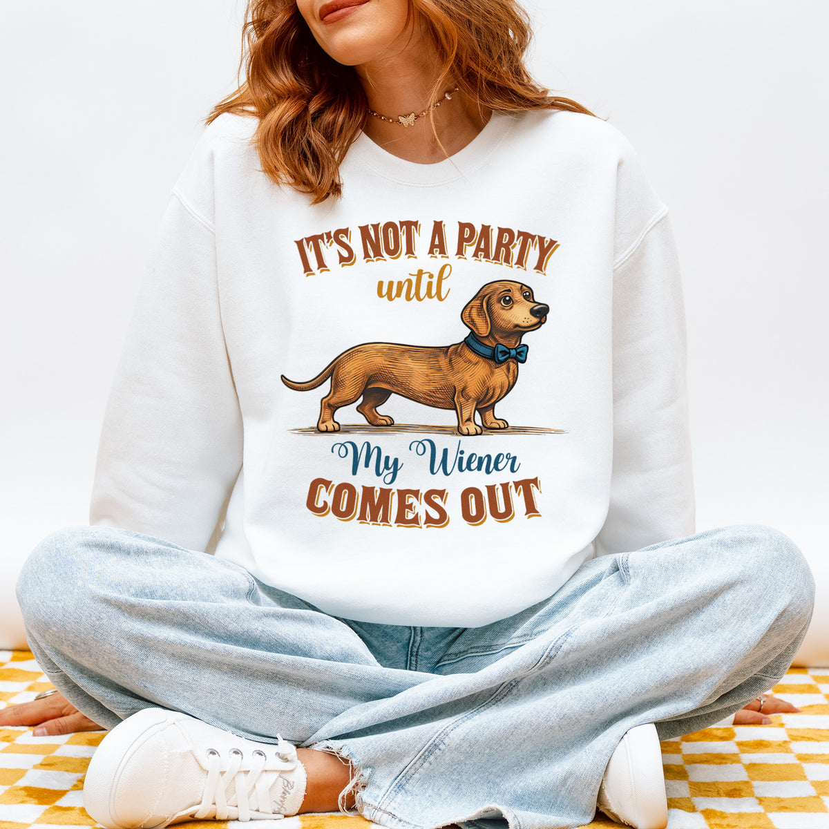 Funny Dachshund Sweatshirt Party Wiener Dog Humor Gift