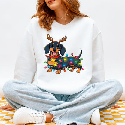 Reindeer Lights Dachshund Christmas Sweatshirt