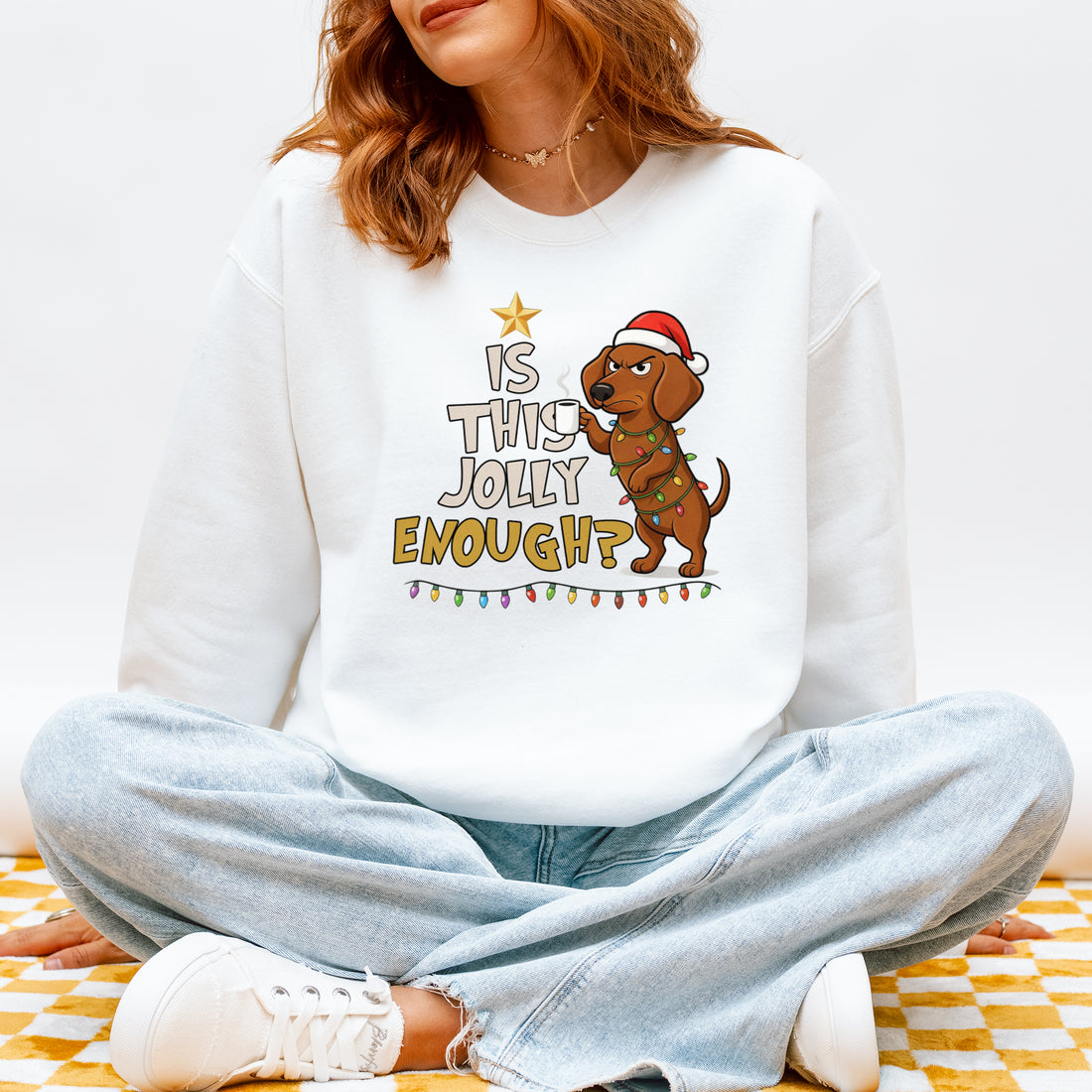 Is This Jolly Enough Dachshund Christmas Sweatshirt – Funny Wiener Dog Holiday Pullover for Dog Lovers
