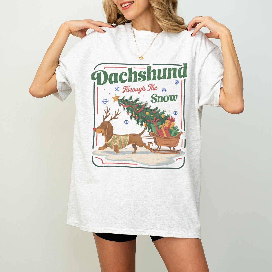 Dachshund Through the Snow Christmas Shirt – Cute Wiener Dog Holiday Tee for Dog Lovers