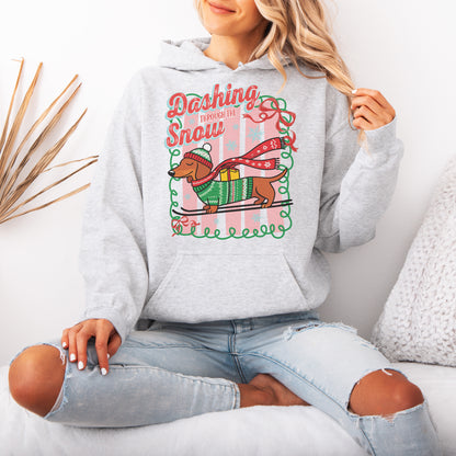 Dashing Through the Snow Dachshund Christmas Hoodie
