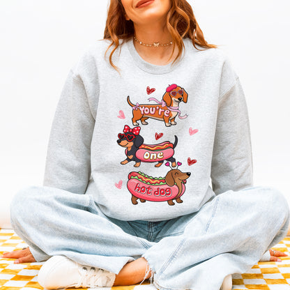 Cute Hot Dog Dachshund Valentine Sweatshirt