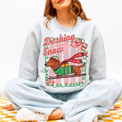 Dashing Through the Snow Dachshund Christmas Sweatshirt