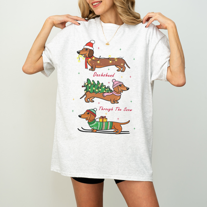 Dachshund Through the Snow Christmas Shirt – Three Dachshunds