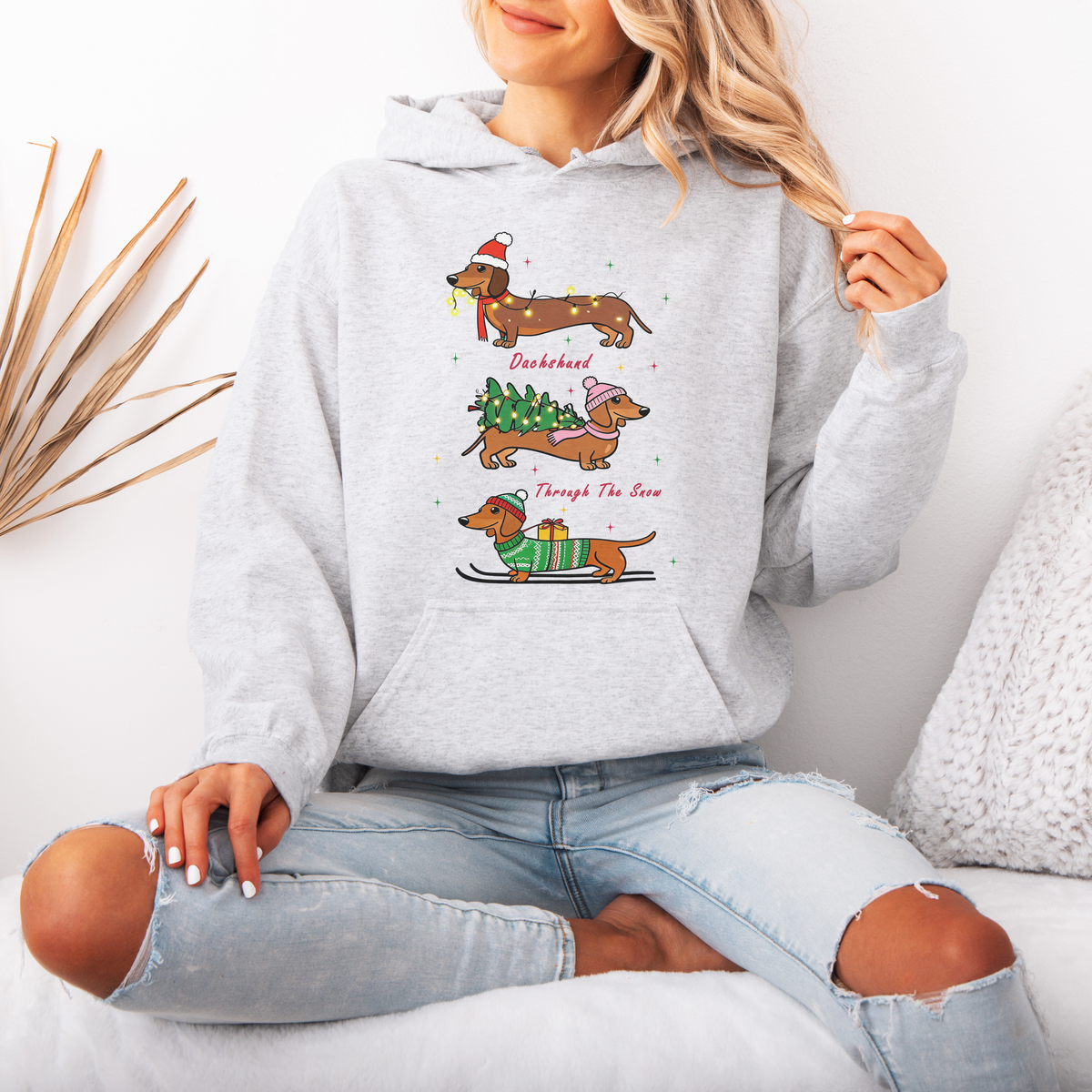 Dachshund Through the Snow Christmas Hoodie – Three Dachshunds