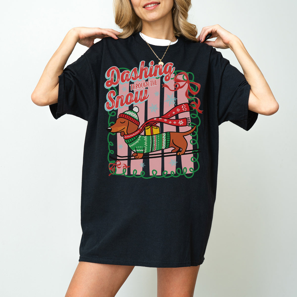 Dashing Through the Snow Dachshund Christmas Shirt