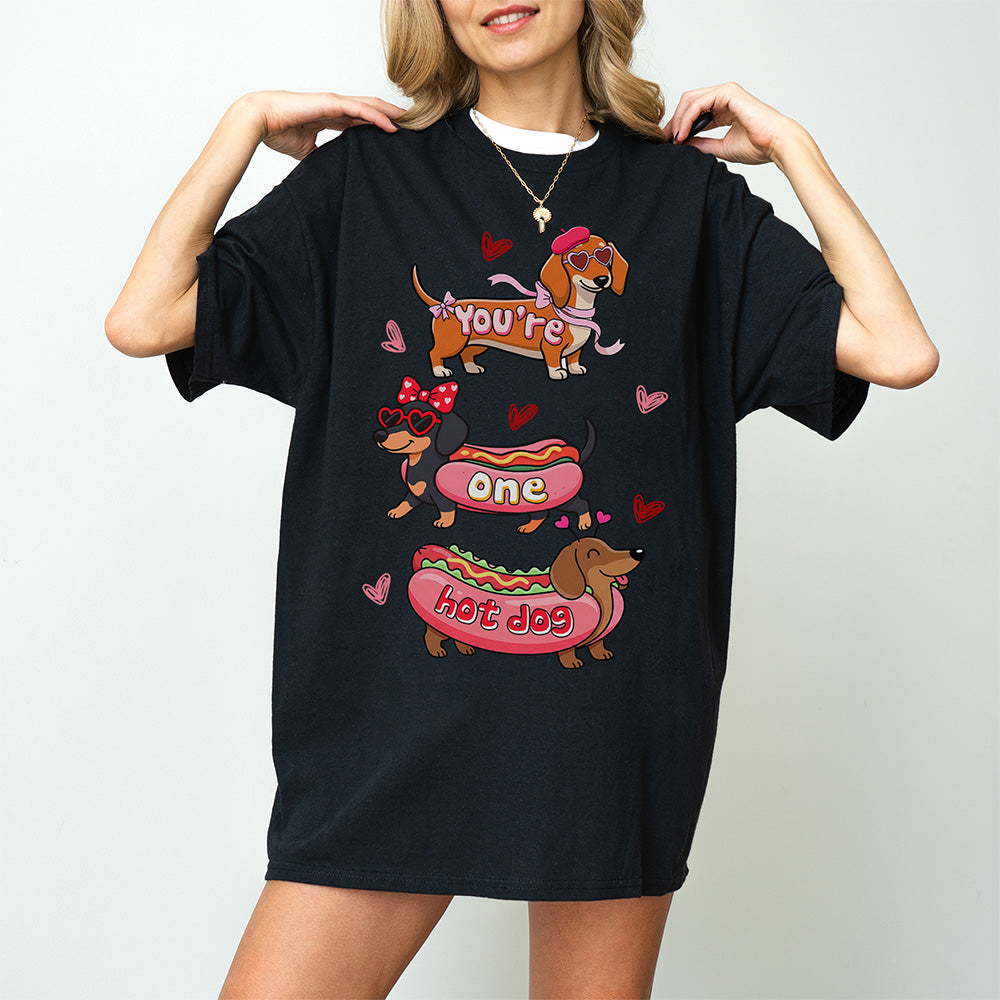 Cute Hot Dog Dachshund Valentine Shirt