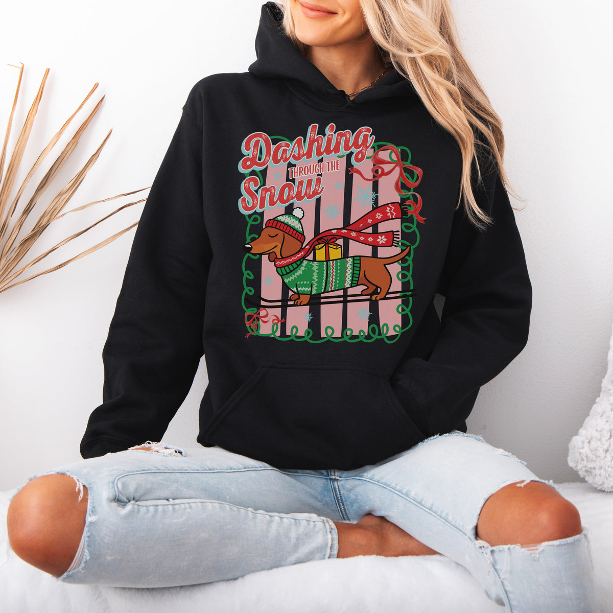 Dashing Through the Snow Dachshund Christmas Hoodie