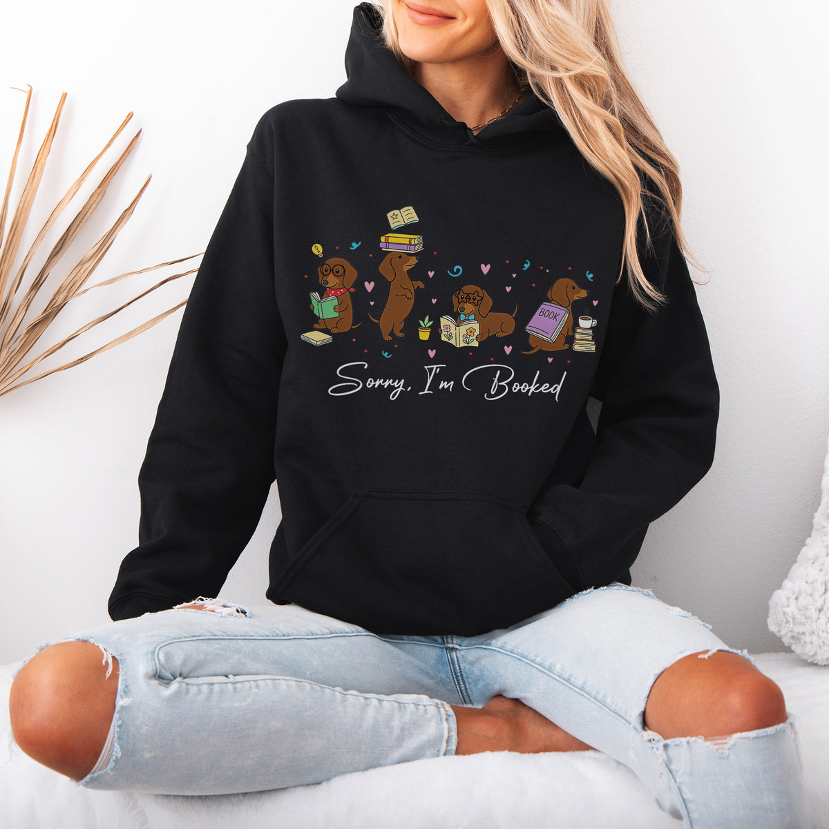 Sorry I'm Booked Dachshund Hoodie – Book Lover Doxie Gift