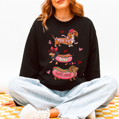 Cute Hot Dog Dachshund Valentine Sweatshirt