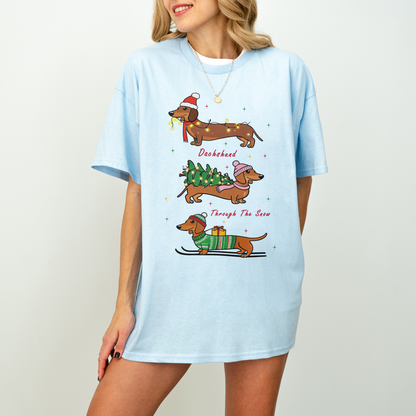 Dachshund Through the Snow Christmas Shirt – Three Dachshunds
