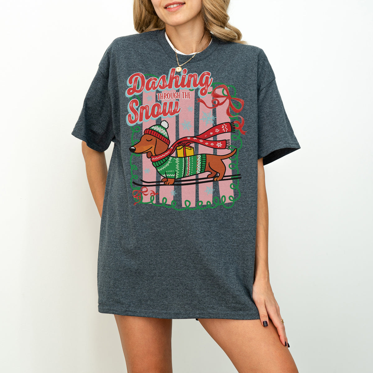 Dashing Through the Snow Dachshund Christmas Shirt