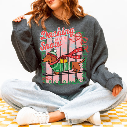 Dashing Through the Snow Dachshund Christmas Sweatshirt