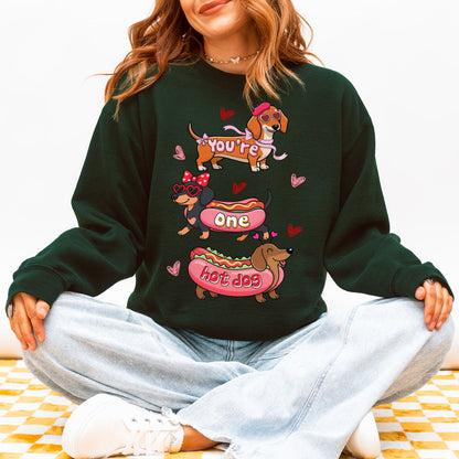 Cute Hot Dog Dachshund Valentine Sweatshirt