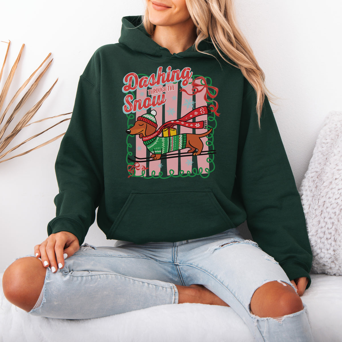 Dashing Through the Snow Dachshund Christmas Hoodie