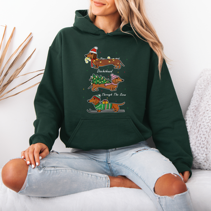 Dachshund Through the Snow Christmas Hoodie – Three Dachshunds