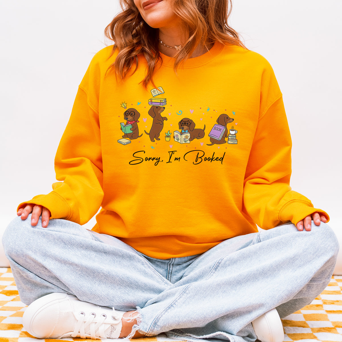 Sorry I'm Booked Dachshund Sweatshirt – Book Lover Doxie Gift