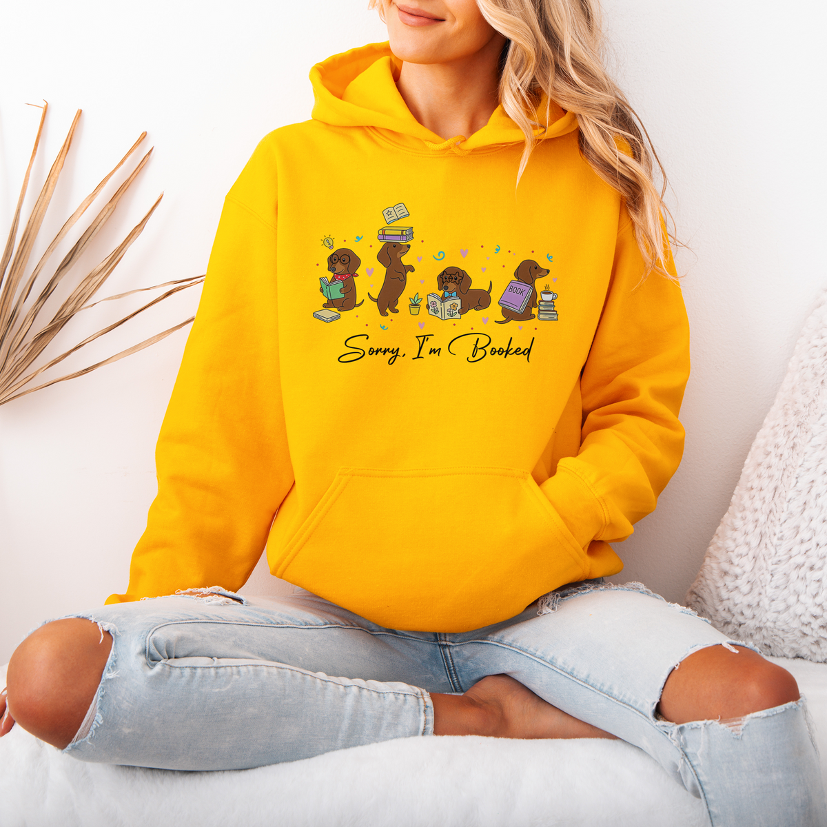 Sorry I'm Booked Dachshund Hoodie – Book Lover Doxie Gift