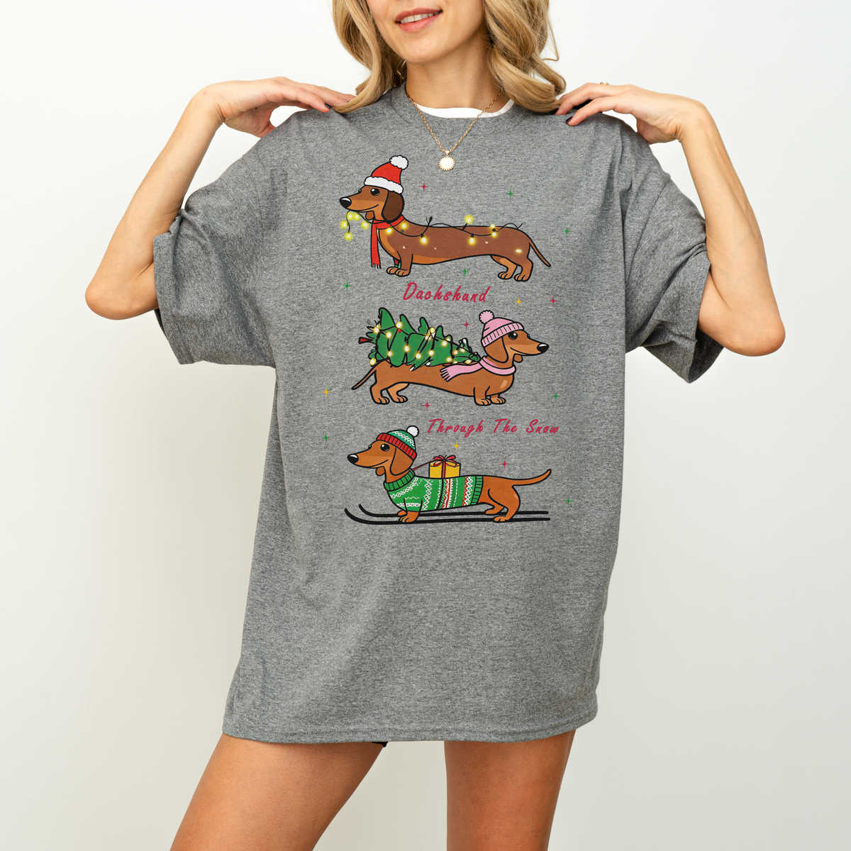 Dachshund Through the Snow Christmas Shirt – Three Dachshunds