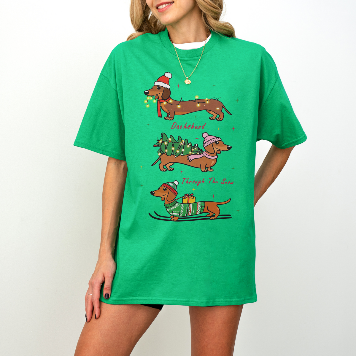 Dachshund Through the Snow Christmas Shirt – Three Dachshunds