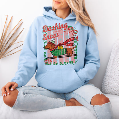Dashing Through the Snow Dachshund Christmas Hoodie