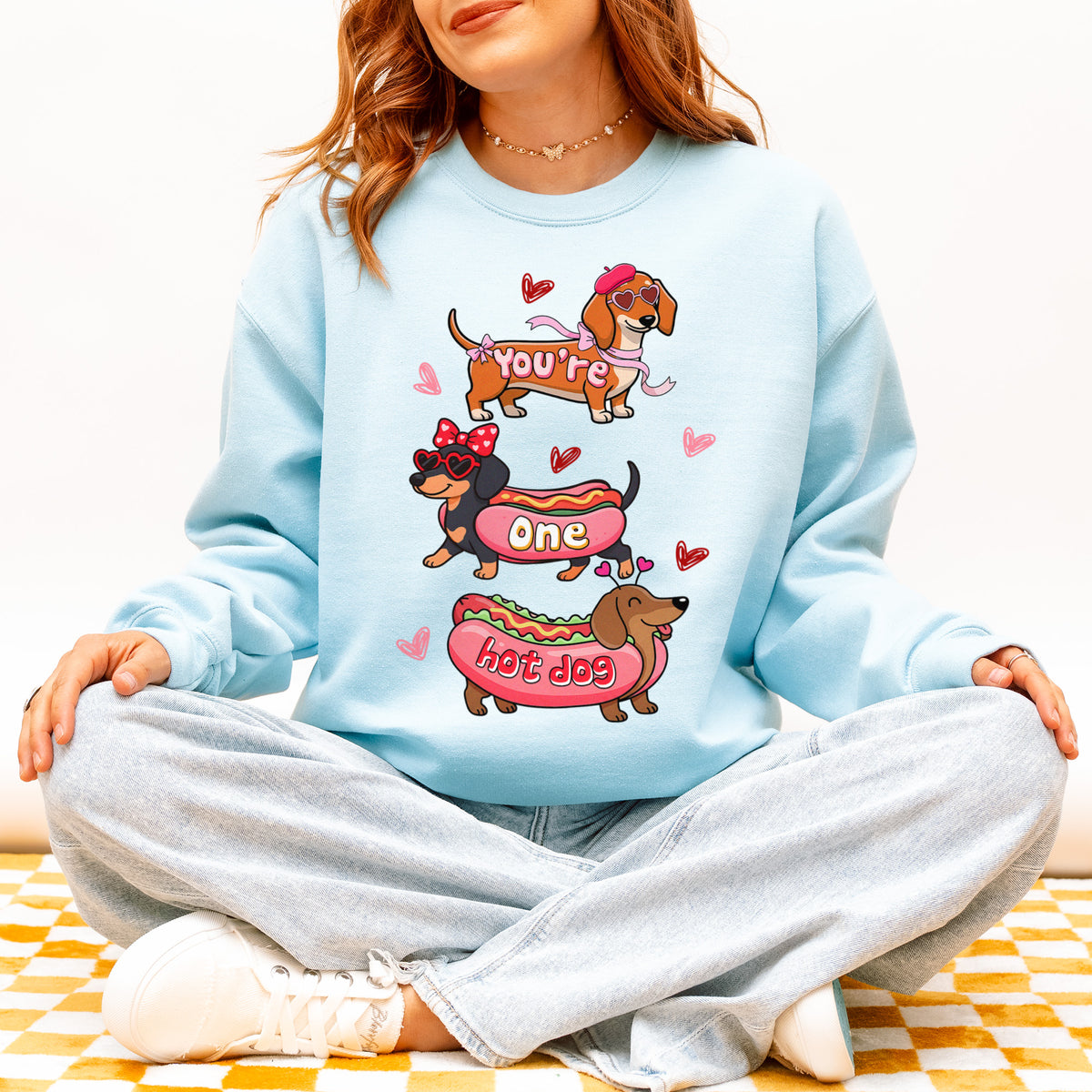 Cute Hot Dog Dachshund Valentine Sweatshirt