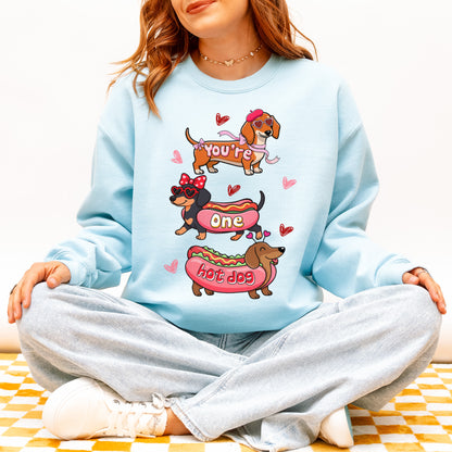 Cute Hot Dog Dachshund Valentine Sweatshirt