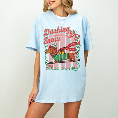 Dashing Through the Snow Dachshund Christmas Shirt