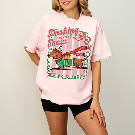 Dashing Through the Snow Dachshund Christmas Shirt