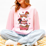 Cute Hot Dog Dachshund Valentine Sweatshirt – Funny Wiener Dog Heart Pullover for Pet Lovers