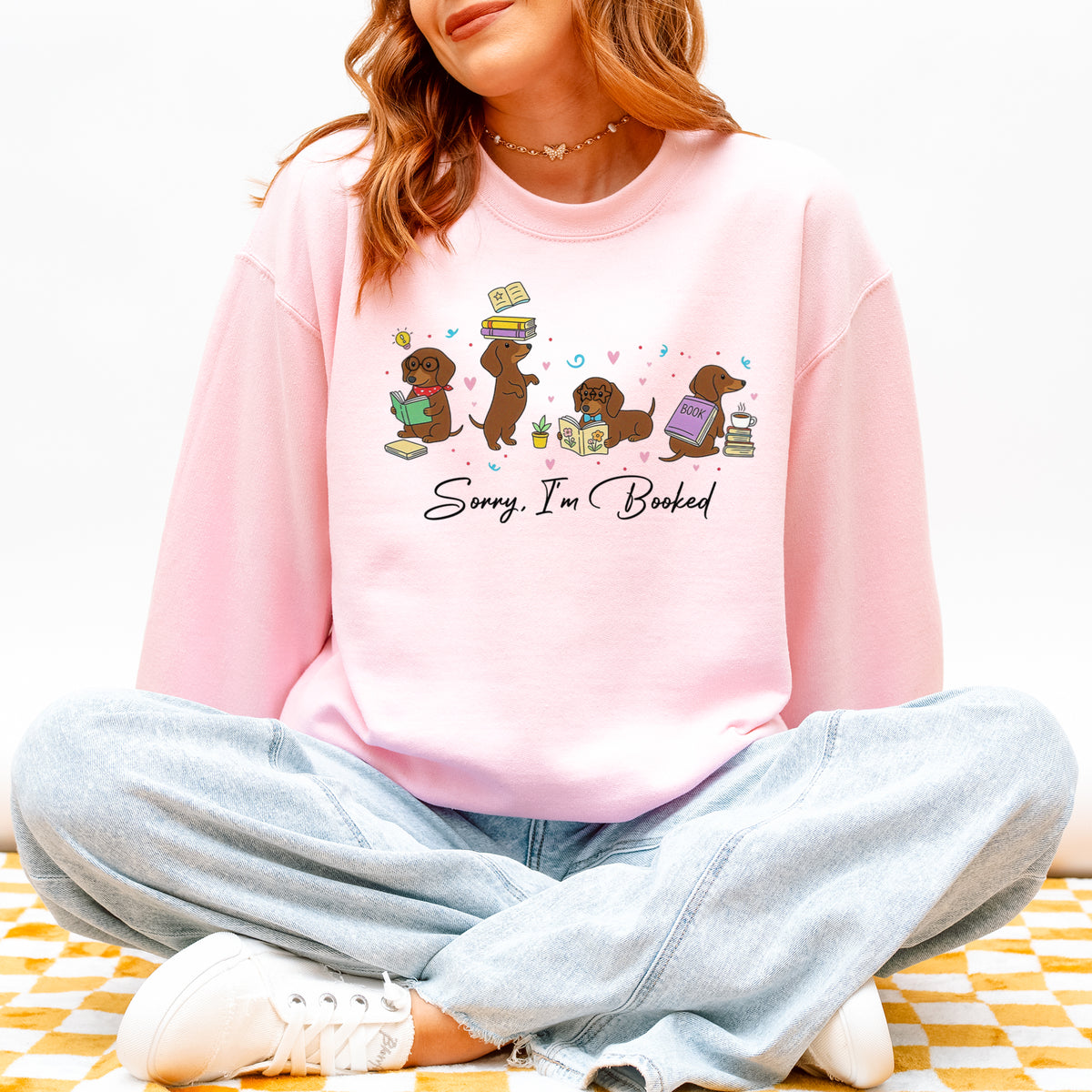 Sorry I'm Booked Dachshund Sweatshirt – Book Lover Doxie Gift