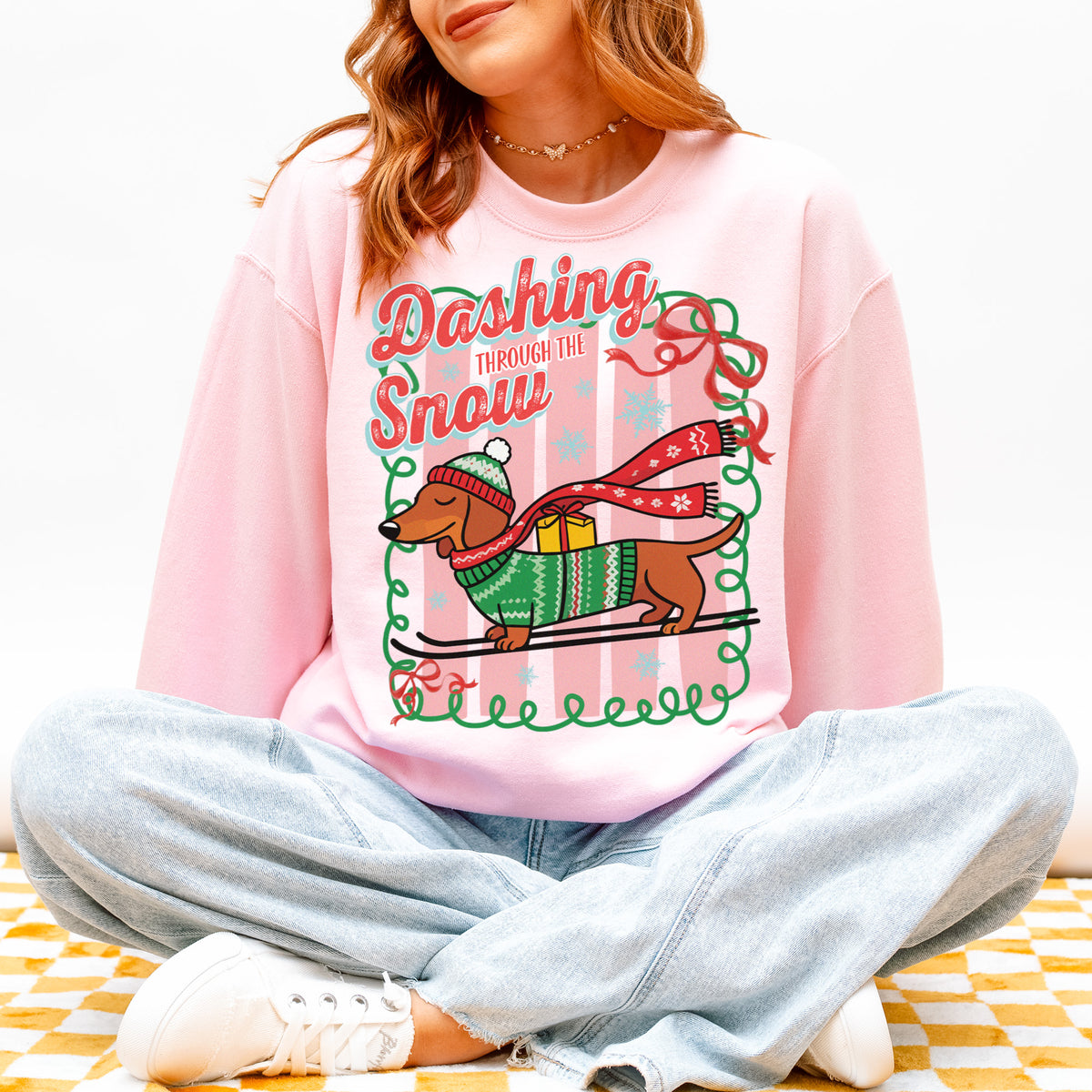 Dashing Through the Snow Dachshund Christmas Sweatshirt