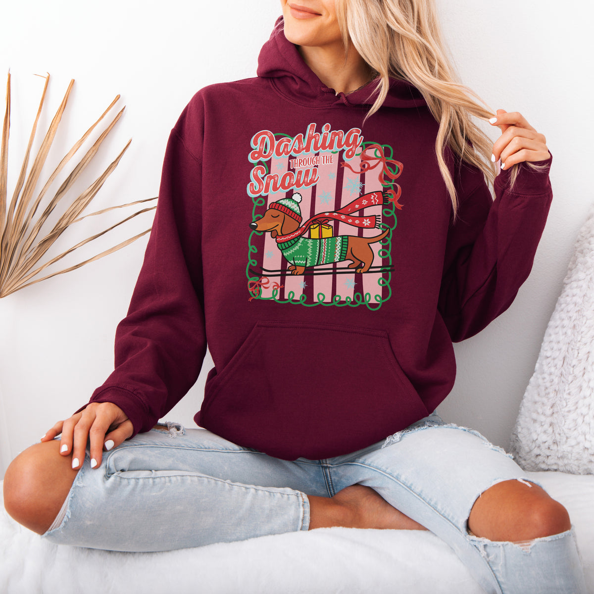 Dashing Through the Snow Dachshund Christmas Hoodie