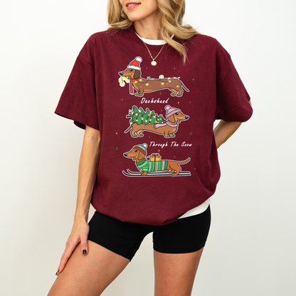 Dachshund Through the Snow Christmas Shirt – Three Dachshunds