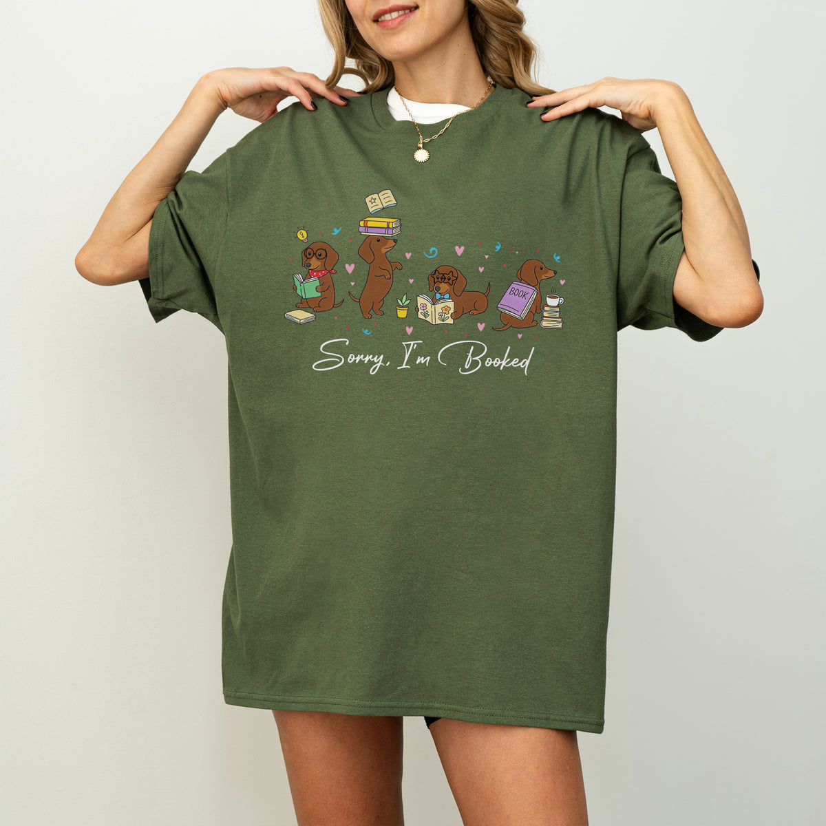 Sorry I'm Booked Dachshund Shirt – Funny Book Lover Doxie Tee