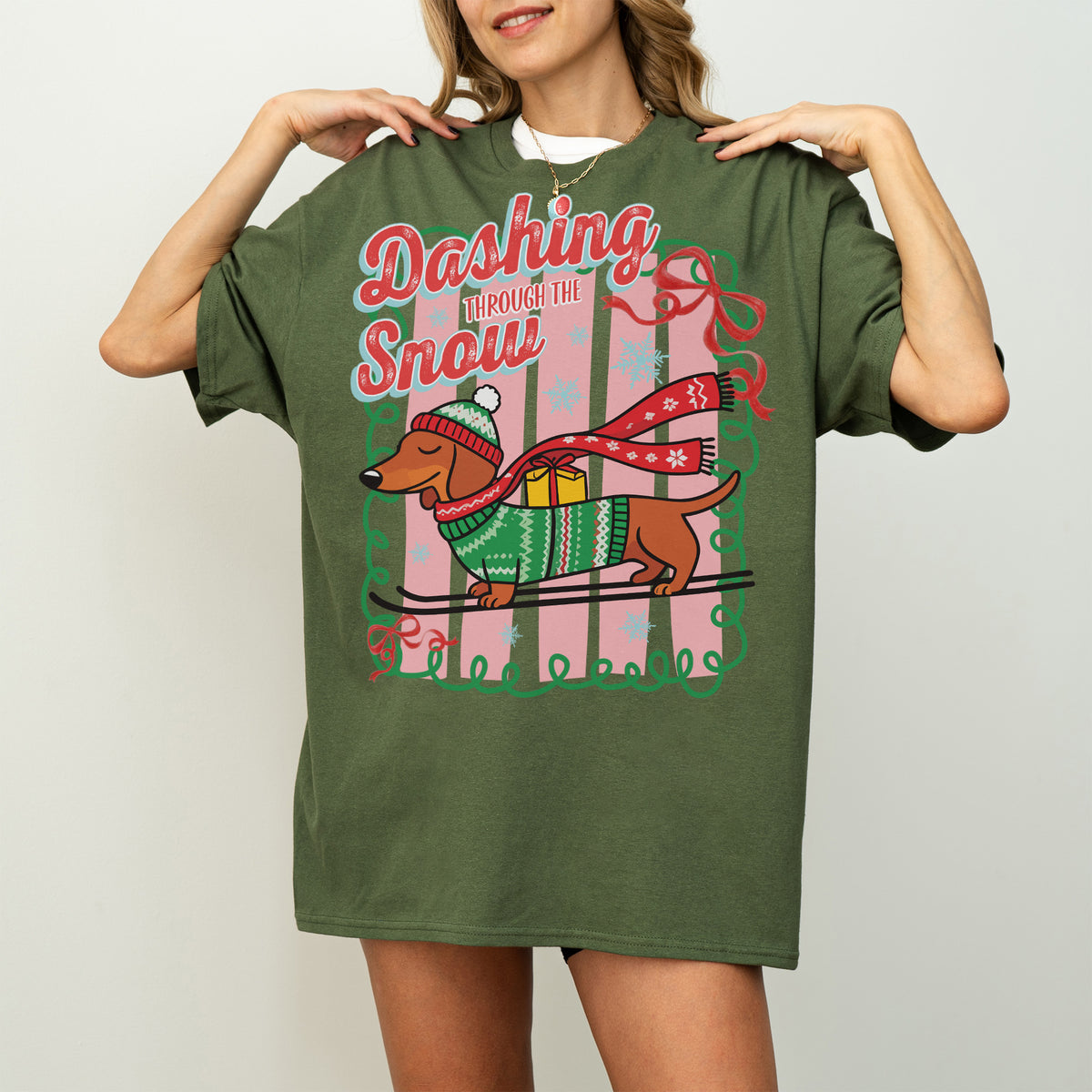 Dashing Through the Snow Dachshund Christmas Shirt