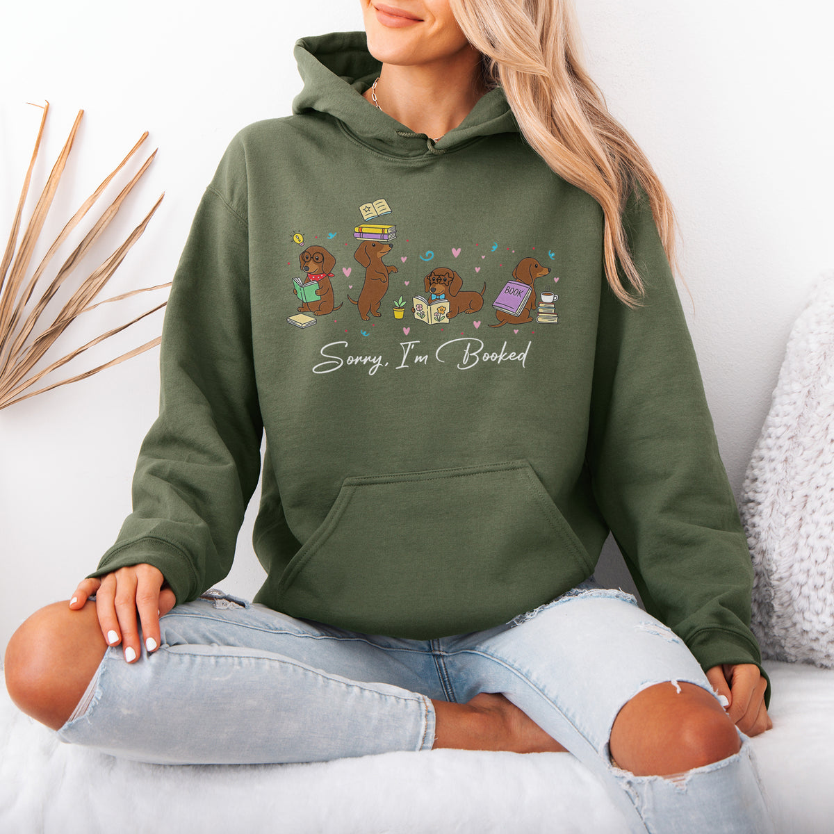 Sorry I'm Booked Dachshund Hoodie – Book Lover Doxie Gift